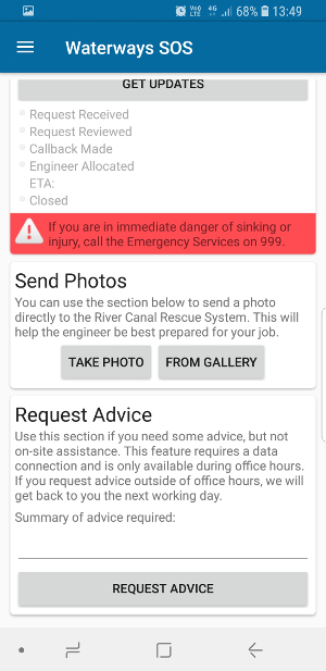 Waterways app photo function